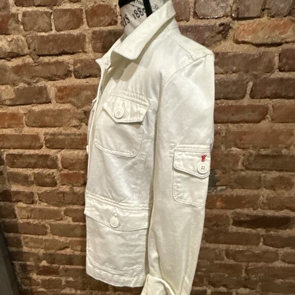 J. Crew Downtown Field Waxed Field Jacket, Cream, Size L Button Up Pockets - Picture 4 of 11